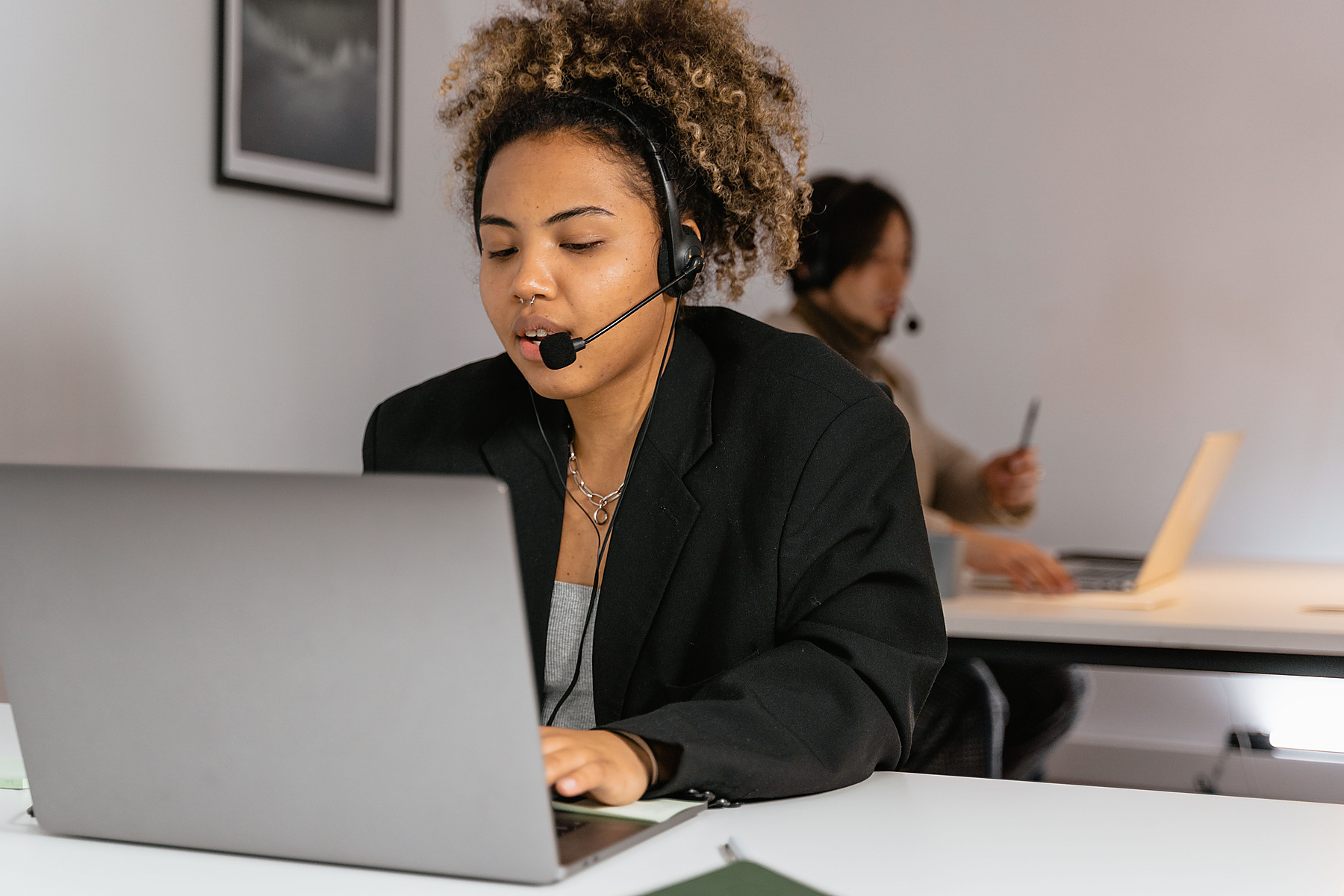 Customer service specialist wearing a headset